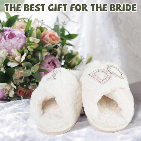 Tkifoda Bride Slippers I Do Slippers for Wedding Day Bridal Slippers Wedding Slippers White Wedding Shoes for Brides in Saudi Arabia