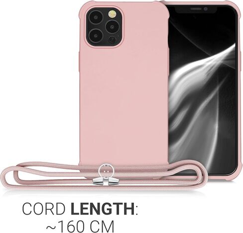 kwmobile Crossbody Case Compatible with Apple iPhone 12 Pro Max Case - TPU Silicone Cover with Strap - Dark Blue in Saudi Arabia