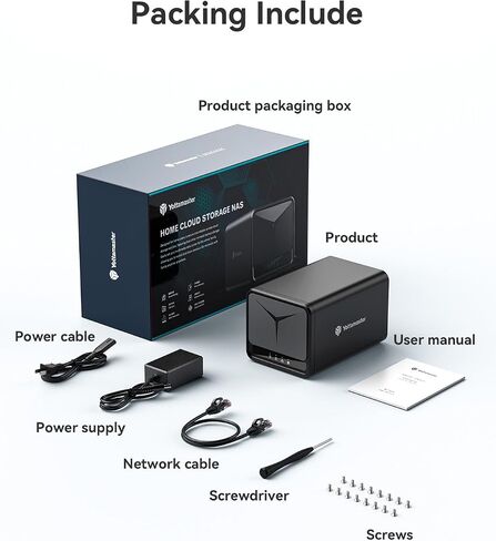 Yottamaster 2 Bay NAS Storage, Quad Core CPU, 1GbE Port, 2GB RAM DDR4, Network Attached Storage Device for Home & Personal Cloud Storage [Diskless] in Saudi Arabia