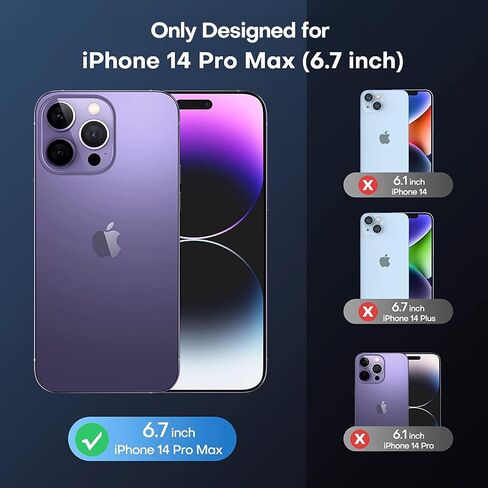 TAURI [5 in 1 Magnetic Case for iPhone 14 Pro Max [Military Grade Drop Protection] with 2X Screen Protector +2X Camera Lens Protector, Translucent Slim Fit Designed for Magsafe Case-Purple in Saudi Arabia