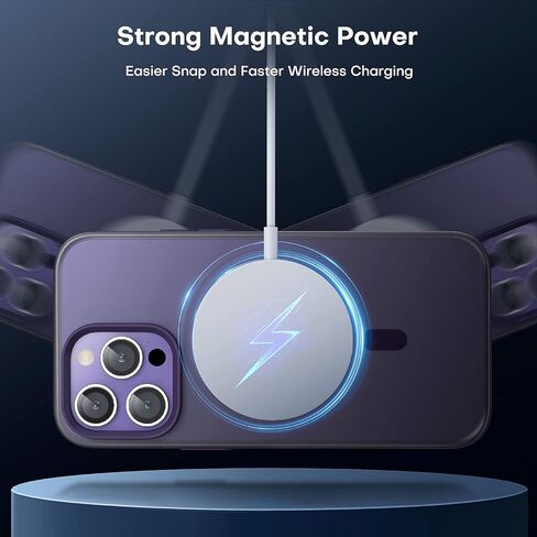 TAURI [5 in 1 Magnetic Case for iPhone 14 Pro Max [Military Grade Drop Protection] with 2X Screen Protector +2X Camera Lens Protector, Translucent Slim Fit Designed for Magsafe Case-Purple in Saudi Arabia