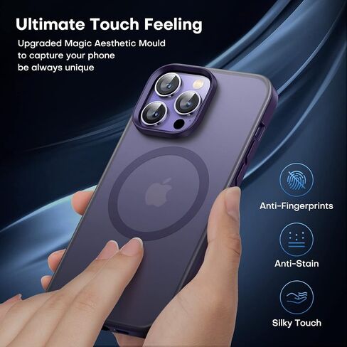 TAURI [5 in 1 Magnetic Case for iPhone 14 Pro Max [Military Grade Drop Protection] with 2X Screen Protector +2X Camera Lens Protector, Translucent Slim Fit Designed for Magsafe Case-Purple in Saudi Arabia