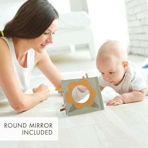 Soft Baby Book with Touch and Feel Pages - Cute Sensory Book for Babies 0-6 Months with Textured Farmworld, Mirror & Crinkle Paper - The Perfect Toy for Baby Showers or as a Newborn/Infant Gift in Saudi Arabia