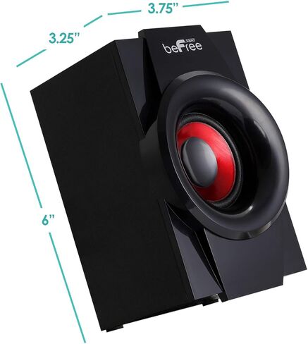 Be Free Sound 5.1 Channel Surround Sound Bluetooth Speaker System in Red with Remote Control, FM Radio, 4" Amplifier, 2.5" Speakers, Black in Saudi Arabia