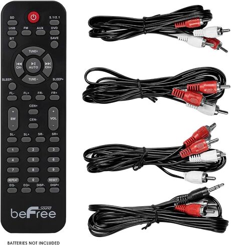 Be Free Sound 5.1 Channel Surround Sound Bluetooth Speaker System in Red with Remote Control, FM Radio, 4" Amplifier, 2.5" Speakers, Black in Saudi Arabia