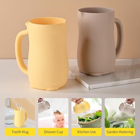 Baby Bath Rinse Cup, Bath Cup for rinsing Hair,The Silicone Material is Soft and Safe, a Good Choice for Baby Bath Products(Cat Yellow) in Saudi Arabia