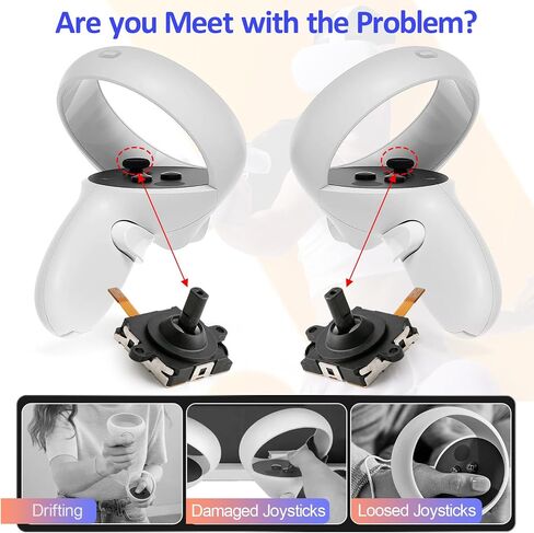 2Pack Joysticks Replacement for Oculus Quest 2 Joystick Controller Sensor Module for Meta Quest 2 Joystick Thumbstick Cap Replacement Accessories Parts Drift Repair with Tools in Saudi Arabia