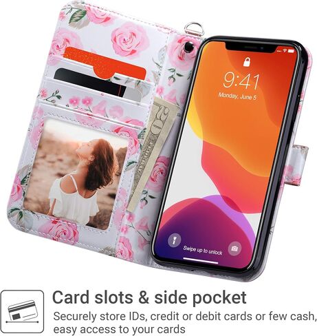 ULAK Compatible with iPhone 11 Wallet Case for Women, Premium PU Leather Folio Flip Case with Card Holders Kickstand, Folio Purse Purse Cover for iPhone 11 6.1 inch, Rose Gold in Saudi Arabia