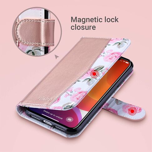 ULAK Compatible with iPhone 11 Wallet Case for Women, Premium PU Leather Folio Flip Case with Card Holders Kickstand, Folio Purse Purse Cover for iPhone 11 6.1 inch, Rose Gold in Saudi Arabia