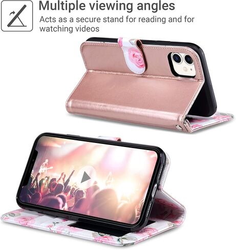 ULAK Compatible with iPhone 11 Wallet Case for Women, Premium PU Leather Folio Flip Case with Card Holders Kickstand, Folio Purse Purse Cover for iPhone 11 6.1 inch, Rose Gold in Saudi Arabia
