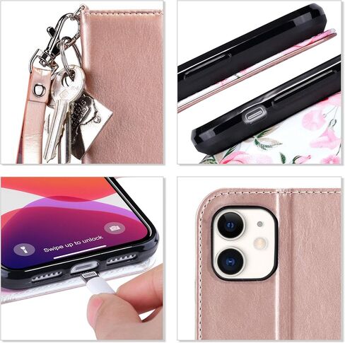ULAK Compatible with iPhone 11 Wallet Case for Women, Premium PU Leather Folio Flip Case with Card Holders Kickstand, Folio Purse Purse Cover for iPhone 11 6.1 inch, Rose Gold in Saudi Arabia