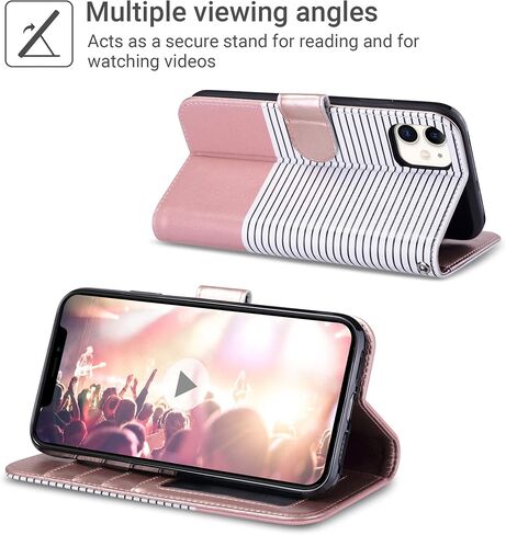 ULAK Compatible with iPhone 11 Wallet Case for Women, Premium PU Leather Folio Flip Case with Card Holders Kickstand, Folio Purse Purse Cover for iPhone 11 6.1 inch, Rose Gold in Saudi Arabia