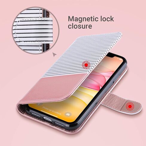 ULAK Compatible with iPhone 11 Wallet Case for Women, Premium PU Leather Folio Flip Case with Card Holders Kickstand, Folio Purse Purse Cover for iPhone 11 6.1 inch, Rose Gold in Saudi Arabia