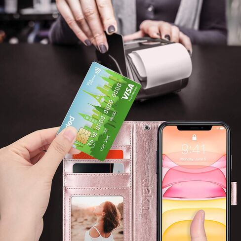 ULAK Wallet Case for iPhone 11 with Card Slots [RFID Blocking], Rose Gold in Kuwait