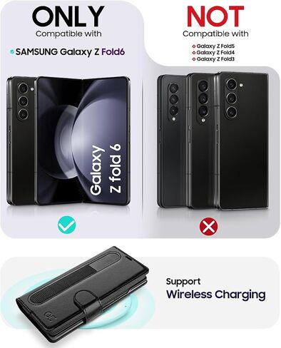 OCASE Compatible with Samsung Galaxy Z Fold6 Wallet Case with S Pen Holder, PU Leather Flip Folio, Card Slots, RFID Blocking, Kickstand, Phone Cover for Galaxy Z Fold 6 2024-Black in Saudi Arabia
