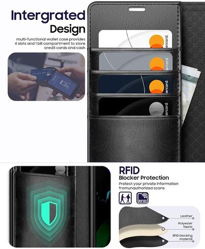 OCASE Compatible with Samsung Galaxy Z Fold6 Wallet Case with S Pen Holder, PU Leather Flip Folio, Card Slots, RFID Blocking, Kickstand, Phone Cover for Galaxy Z Fold 6 2024-Black in Saudi Arabia