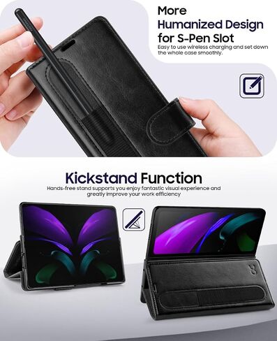 OCASE Compatible with Samsung Galaxy Z Fold6 Wallet Case with S Pen Holder, PU Leather Flip Folio, Card Slots, RFID Blocking, Kickstand, Phone Cover for Galaxy Z Fold 6 2024-Black in Saudi Arabia