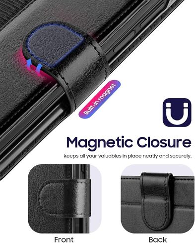 OCASE Compatible with Samsung Galaxy Z Fold6 Wallet Case with S Pen Holder, PU Leather Flip Folio, Card Slots, RFID Blocking, Kickstand, Phone Cover for Galaxy Z Fold 6 2024-Black in Saudi Arabia