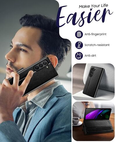 OCASE Compatible with Samsung Galaxy Z Fold6 Wallet Case with S Pen Holder, PU Leather Flip Folio, Card Slots, RFID Blocking, Kickstand, Phone Cover for Galaxy Z Fold 6 2024-Black in Saudi Arabia