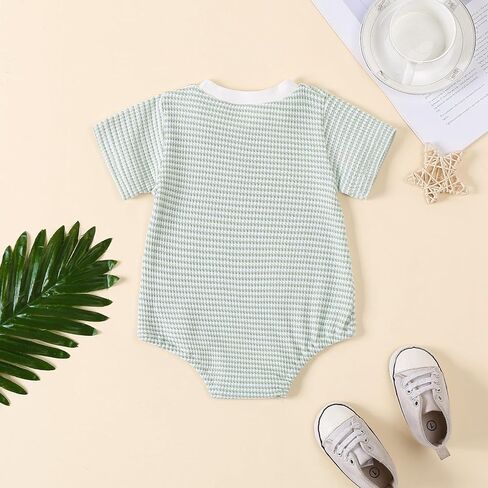 Baby Bubble Romper Summer Unisex Boy Girl Clothes Outfit Newborn Spring Waffle Cotton Infant Short Sleeve Bodysuit in Saudi Arabia