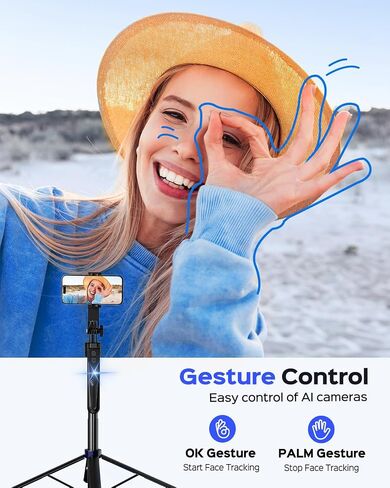 حامل ثلاثي لتتبع الوجه التلقائي من NEMOVA مقاس 68 بوصة لهاتف iPhone، حامل ثلاثي للهاتف يدور بزاوية 360 درجة مع جهاز تحكم لاسلكي وحامل هاتف، حامل ثلاثي عصا سيلفي لهاتف Android، يمكن تطبيقه على YouTube وTiktok وFacetime in Saudi Arabia