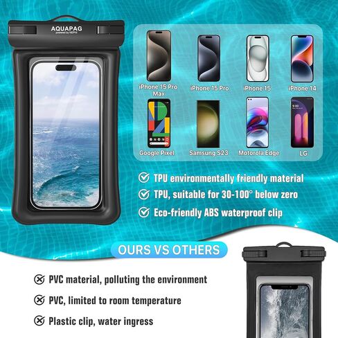 IPX8 Waterproof Phone Pouch 2 Pack-Up ，Adjustable Neck Lanyard Floating Waterproof Phone Case for iPhone 15,15 Pro,15 Pro Max,Samsung Galaxy,etc. in Saudi Arabia