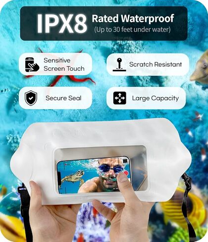 GOOSPERY Waterproof Phone Pouch Crossbody Sling Dry Bag with Adjustable Crossbody Strap for Outdoor Water Activity, Snorkeling, Swimming, Kayaking, Hiking - Black in Saudi Arabia