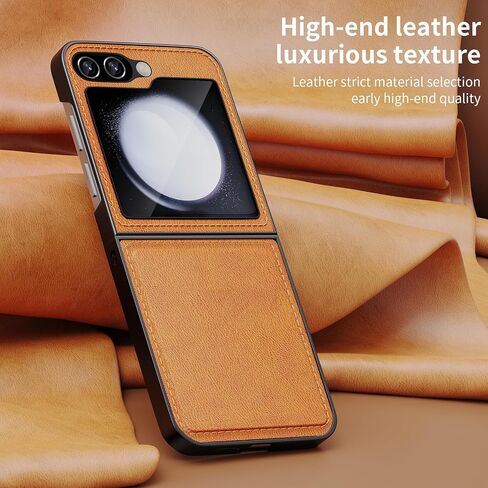 Genuine Leather for Samsung Galaxy Z Flip 6 Case,Genuine Leather + Hard PC Shell Ultra,Slim Fit-Drop and Scratch Resistant for Samsung Galaxy Z Flip 6 Case Leather 5G 2024(Black) in Saudi Arabia