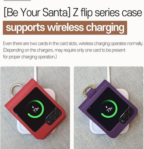 [BeYourSanta] متوافق مع حافظة Galaxy Z Flip 6 مع محفظة حامل البطاقات وحماية الكاميرا والمفصلات - جلد صناعي إيطالي (Perrsona Purple، Venezia (فتحتان)) in Saudi Arabia