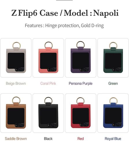 [BeYourSanta] متوافق مع حافظة Galaxy Z Flip 6 مع محفظة حامل البطاقات وحماية الكاميرا والمفصلات - جلد صناعي إيطالي (Perrsona Purple، Venezia (فتحتان)) in Saudi Arabia