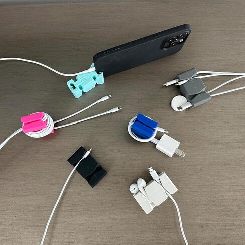 CordBrick Silicone & Steel Weighted Cord Holder for Nightstand. Travel Phone Charger Organizer. Useful iPhone Accessory. Small Gift for Guys, College Students. Tech Gadget for Teens, Men. Black in Kuwait