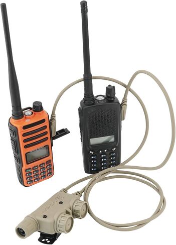 V2 U94 سماعات تكتيكية مزدوجة PTT اضغط للتحدث 2pin Kplug سماعة رأس لاسلكية تخاطب كابل موصل لـ UV5R، UV17R إلخ. (أسمر) in Saudi Arabia