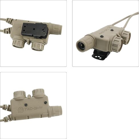 V2 U94 سماعات تكتيكية مزدوجة PTT اضغط للتحدث 2pin Kplug سماعة رأس لاسلكية تخاطب كابل موصل لـ UV5R، UV17R إلخ. (أسمر) in Saudi Arabia