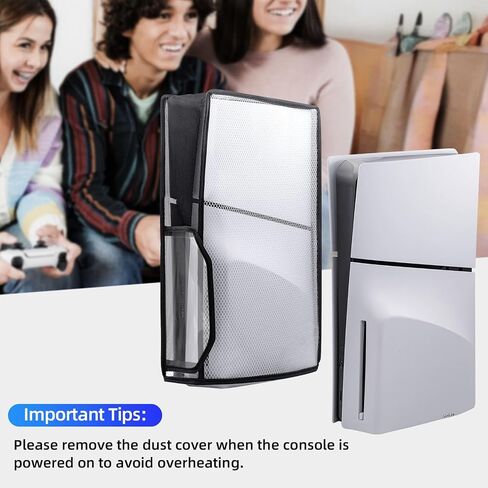 غطاء غبار عمودي من Mcbazel لوحدة التحكم PS5 Slim فقط، جراب واقٍ دقيق مضاد للخدش لجهاز Playstation 5 Slim Console إصدار رقمي وقرص - شفاف مع نافذة مرئية in Saudi Arabia