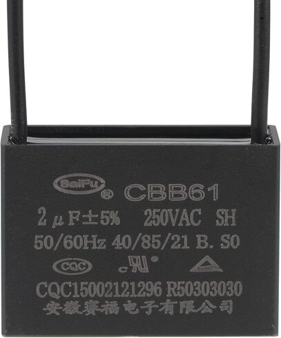 YOKIVE Ceiling Fan Capacitor CBB61, Metallized Polypropylene Film Capacitor Great for Fans Pumps Motors Running (2uF 250V AC 2 Wires 50/60Hz) in Saudi Arabia