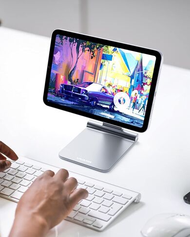 حامل مغناطيسي من LULULOOK لجهاز iPad Mini 6 (8.3 بوصة، 2021)، حامل كمبيوتر لوحي مكتبي قابل للتعديل، حامل عائم من الألومنيوم قابل للدوران لرسم Apple iPad Mini 6، عرض (رمادي) in Saudi Arabia