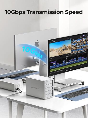 ORICO Daisy-Chain 5 Bay Hard Drive Enclosure USB 3.1 Gen 2 Aluminum Das Enclosure Support 22TB and Expansion Max Up to 330TB for 3.5-inchs HDD -9958C3 in Saudi Arabia