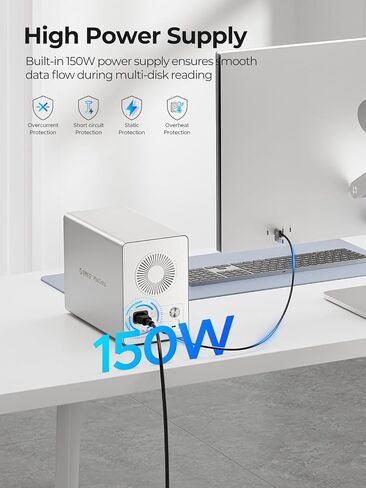 ORICO Daisy-Chain 5 Bay Hard Drive Enclosure USB 3.1 Gen 2 Aluminum Das Enclosure Support 22TB and Expansion Max Up to 330TB for 3.5-inchs HDD -9958C3 in Saudi Arabia