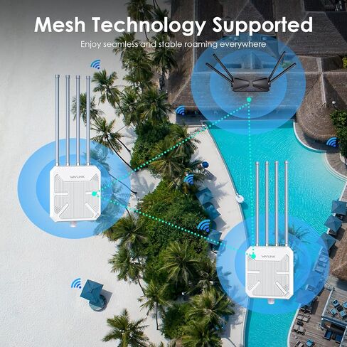 موسع شبكة واي فاي خارجي طويل المدى AX3000 مع 4 هوائيات، WN573HX3 نقطة وصول PoE خارجية مقاومة للماء / مكرر لاسلكي / معزز إشارة مكبر صوت الإنترنت الخارجي (IP67، WPA3، 256 جهازًا) in Kuwait