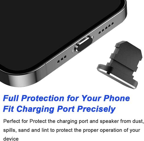 غطاء قابس مضاد للغبار لهاتف iPhone، غطاء مطاطي مقاوم للغبار لمقبس منفذ شحن iPhone مع مسحات تنظيف، حامل قابس، متوافق مع iPhone 14، 13، 12، 11 (30 قطعة، أسود) in Saudi Arabia