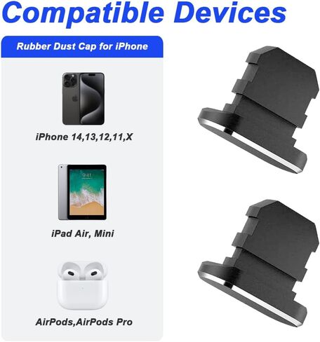 غطاء قابس مضاد للغبار لهاتف iPhone، غطاء مطاطي مقاوم للغبار لمقبس منفذ شحن iPhone مع مسحات تنظيف، حامل قابس، متوافق مع iPhone 14، 13، 12، 11 (30 قطعة، أسود) in Saudi Arabia
