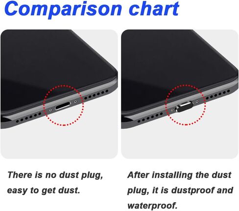 غطاء قابس مضاد للغبار لهاتف iPhone، غطاء مطاطي مقاوم للغبار لمقبس منفذ شحن iPhone مع مسحات تنظيف، حامل قابس، متوافق مع iPhone 14، 13، 12، 11 (30 قطعة، أسود) in Saudi Arabia
