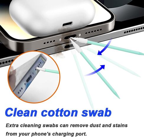 غطاء قابس مضاد للغبار لهاتف iPhone، غطاء مطاطي مقاوم للغبار لمقبس منفذ شحن iPhone مع مسحات تنظيف، حامل قابس، متوافق مع iPhone 14، 13، 12، 11 (30 قطعة، أسود) in Saudi Arabia