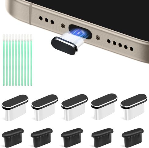USB C Dust Plug 10 Pack USB C Port Cover with Cleaning Sticks USB Type C Charging Port Protector Dust Cover for iPhone 15 Series and Samsung Galaxy S22/S21/S20 Series and All USB C Devices in Saudi Arabia