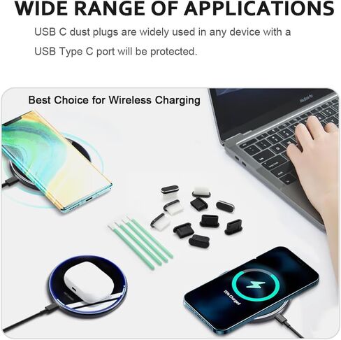 USB C Dust Plug 10 Pack USB C Port Cover with Cleaning Sticks USB Type C Charging Port Protector Dust Cover for iPhone 15 Series and Samsung Galaxy S22/S21/S20 Series and All USB C Devices in Saudi Arabia