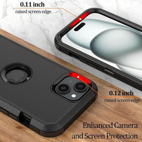 حافظة لهاتف iPhone 15 Plus: غطاء حماية متين مقاوم للصدمات مع حافظة بمشبك حزام لهاتف Apple iPhone 15 Plus 6.7 (أسود + برتقالي) in Kuwait