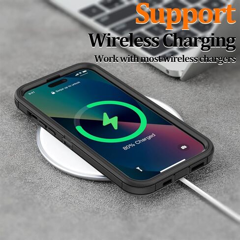 حافظة لهاتف iPhone 15 Plus: غطاء حماية متين مقاوم للصدمات مع حافظة بمشبك حزام لهاتف Apple iPhone 15 Plus 6.7 (أسود + برتقالي) in Kuwait