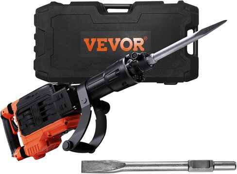 مطرقة جاك هدم VEVOR، قاطع خرسانة بمطرقة جاك بقوة 3500 وات، إزميل 2 قطعة مع قفازات ومقبض أمامي دوار 360 درجة مئوية لحفر الخنادق، مطرقة جاك كهربائية شديدة التحمل 1900 نبضة في الدقيقة، أسود in Saudi Arabia