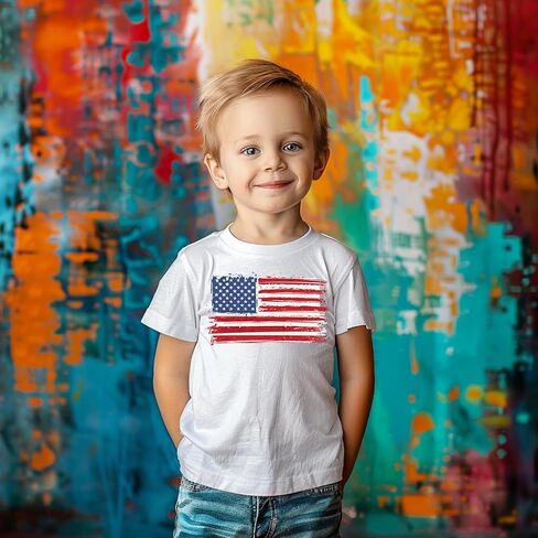 قمصان حفار بعلم الولايات المتحدة الأمريكية للصبي قميص الرابع من يوليو للأطفال، قمصان عيد الاستقلال للأولاد والبنات الصغيرة in Kuwait