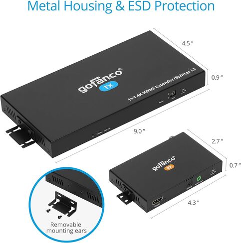 gofanco 4K60Hz 1x4 HDMI Extender Splitter Over Cat6/7 Ethernet Cable - 60m in Saudi Arabia